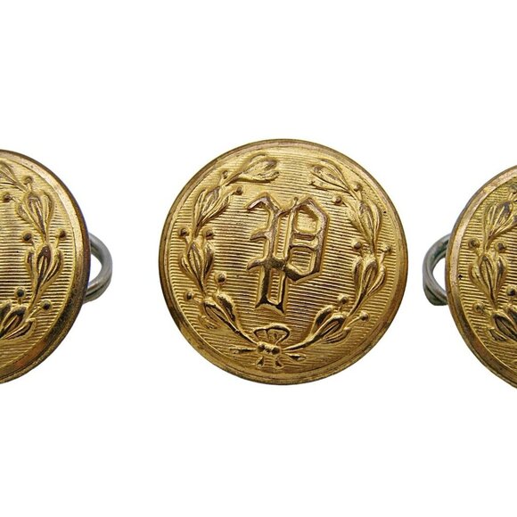 12 Vintage Uniform Coat Jacket Shank Buttons Initial P Police Superior Quality - Picture 2 of 8